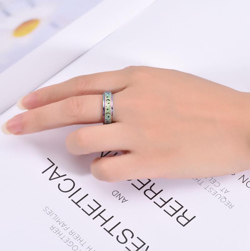 Rotatable Stainless Steel Star Moon Stress Relief Ring for Women