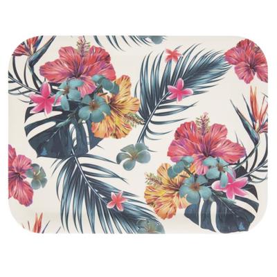[Q7398] - Bambusbrett 'Tropical' flerfarget - 33x26 cm