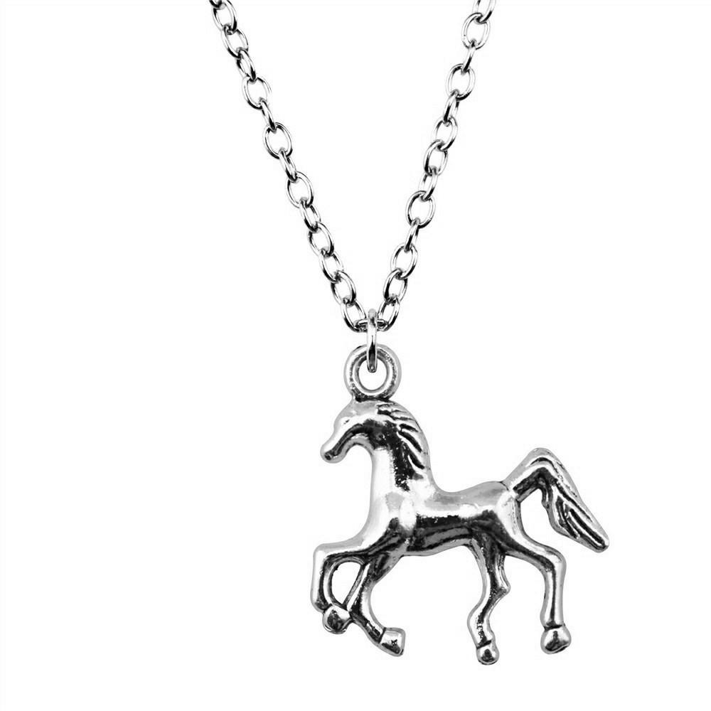 Horseshoe Charm Necklace  Animal Pendant For Horse Lovers Cowboy Western Jewelry 43cm Chain