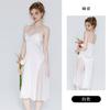 Women's Satin Lace Sheer Mesh Padded Long Cami Sleep Dress with Robe Lounge Set