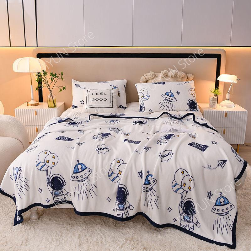 Newly Printed Winter Thicken Blanket Soft Coral Fleece Blanket Car Travel Blanket Bedspread Office Lunch Air-Condition Blanket
