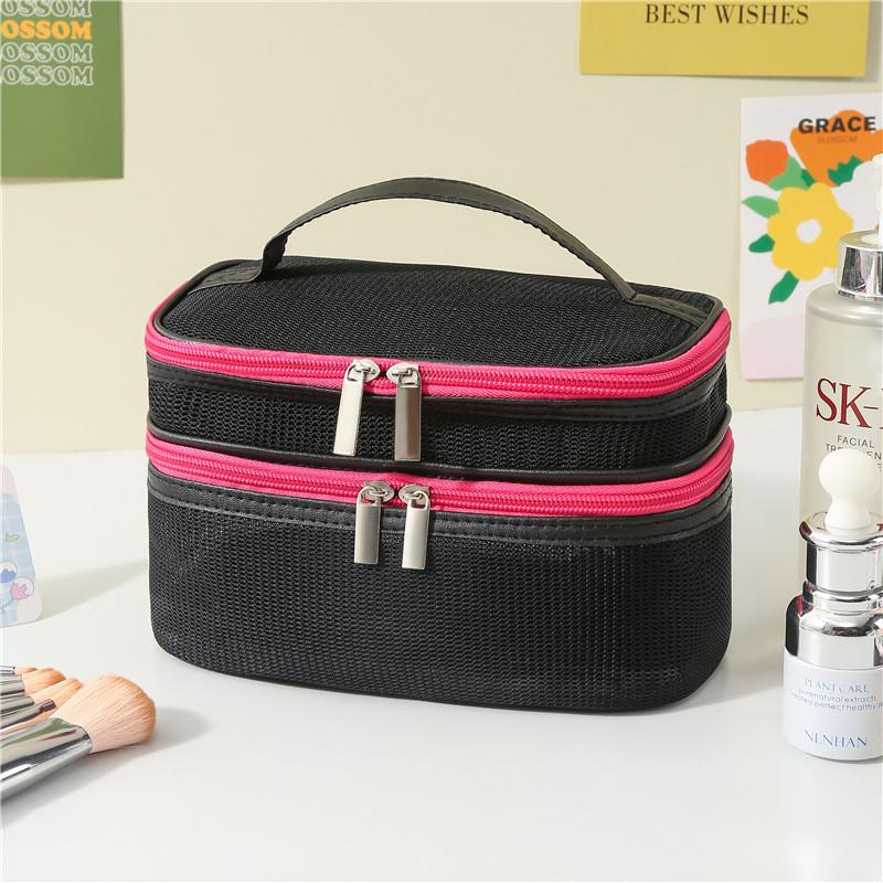 Minimalist Business Toiletry Bag With Spliced Mesh And Lightweight Design For Men And Women