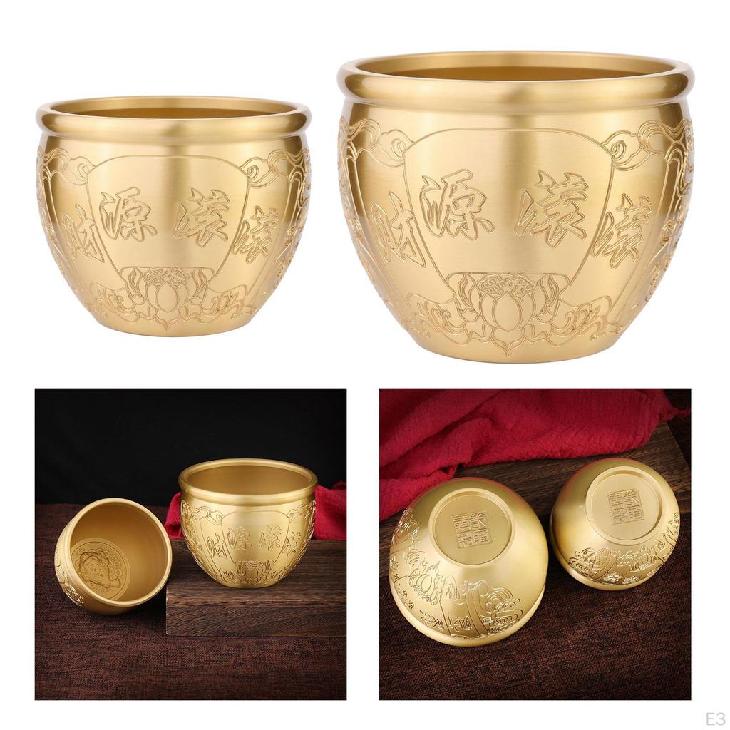 Brass Feng Shui Bowl Chinese Character for Home Office Decoration Housewarming Gift