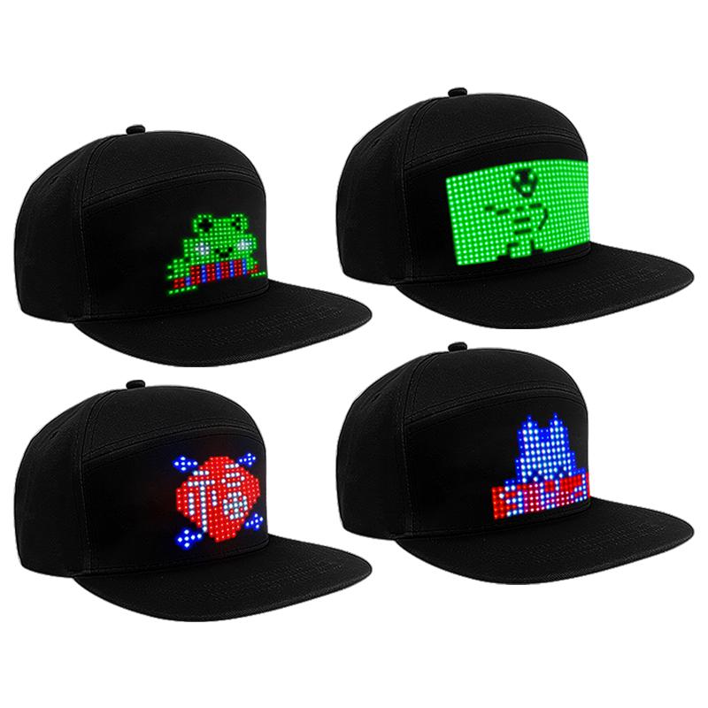 USB Rechargeable Programmable Led Scrolling Text Message Hat Display Message Hat Led Flashing Hat чёрный