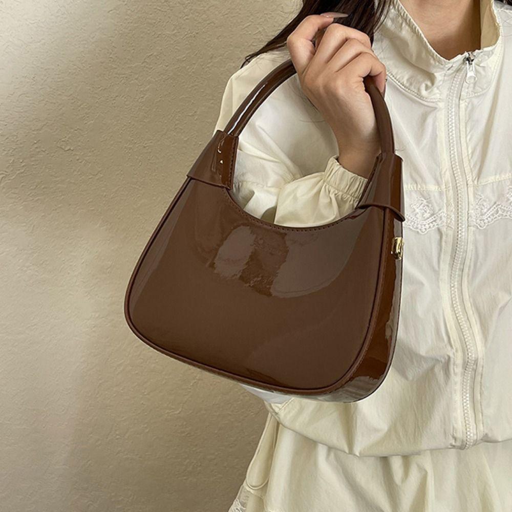 Elegant PU Hobo Bag Solid Color Texture Handbag Storage Bag French Underarm Bag Women