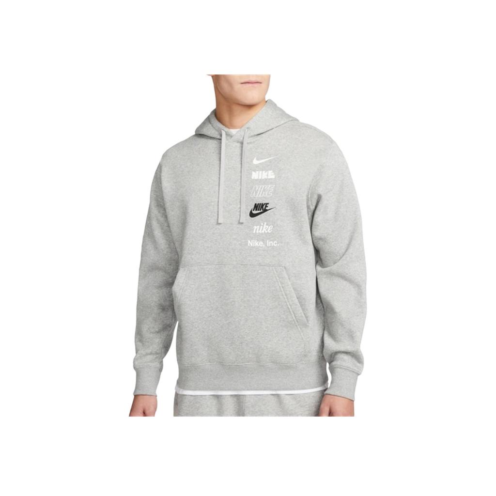 Nike Letter Print Hoodie With Drawstring Long Sleeve Men Tops Gray DX0784-063