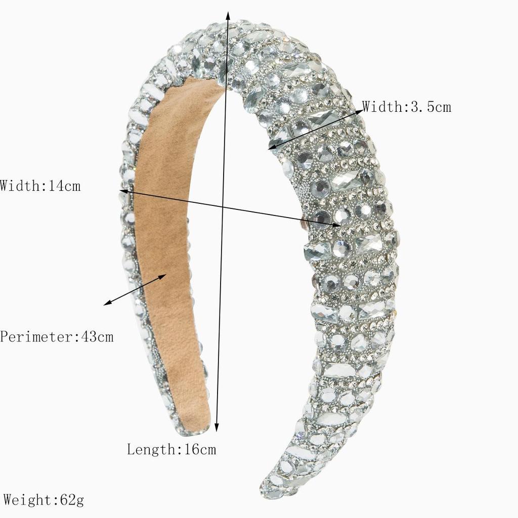 Trendy And Fashionable Sponge Style Headband Luxurious And Shiny Full Of Diamonds High-end And Versatile Hair Accessory