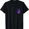 Lila Skelett Peace-Zeichen Farbiges T-Shirt