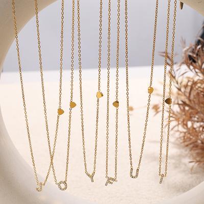 Stainless Steel 26 Letter Pendant Necklace Plated 18K Gold Inlaid Zircon Popular Necklace