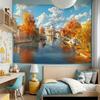 1pc Venice Canal Tapestry Autumn Landscape Italy Cityscape Wall Hanging Art for Bedroom Decor School Start Season Gift