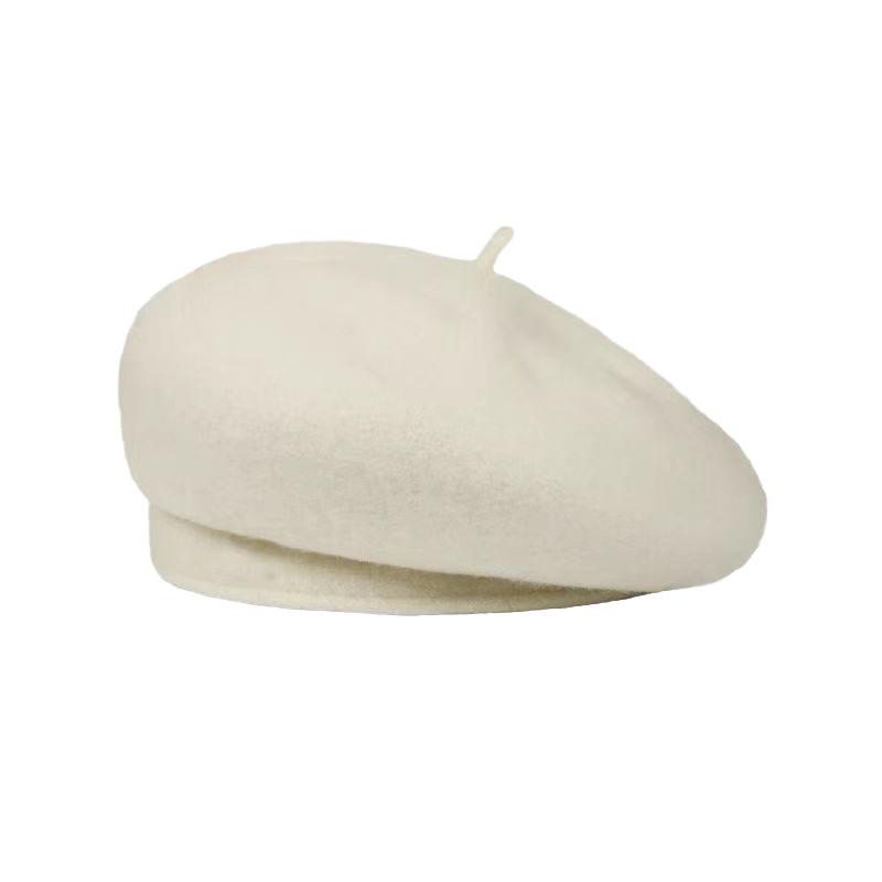 New autumn and winter light board versatile pure wool hat wool knitted hat rabbit plush beret painter bud hat