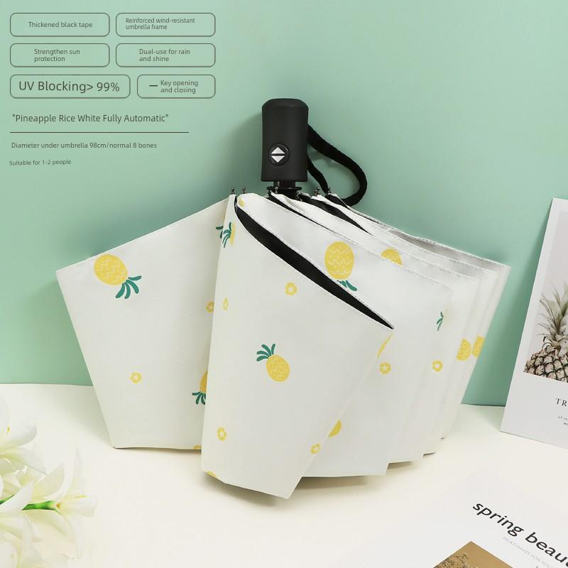 Fresh Print Umbrella Female Student Foldable Sunny and Rainy Dual-Use Thickened Sun-Proof UV Protection Sun Umbrella