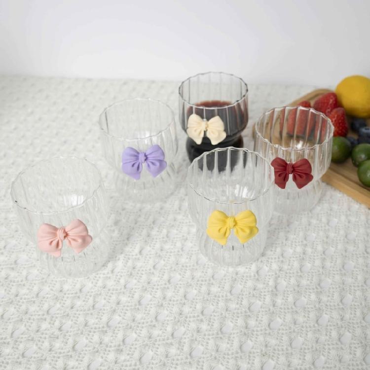 Glasbecher mit süßer Schleife Langlebiges Glasmaterial Leicht zu reinigen Wasserbecher