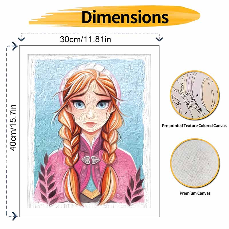 Disney Anna Oil Painting Art Set Princess Portrait Handmade Diy Gift Home Decoration