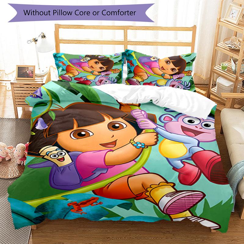 3pcs D-Doras The Explorer Pattern Bedding Set Duvet Cover Set Includes Duvet Cover &pillowcases, Perfect All Season Bedroom Decoration & Gift