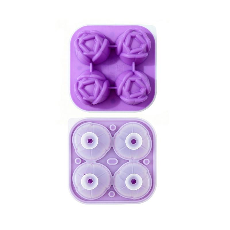 Food Grade Silicone Ice Mold with Tulips Design 4 Cavity Ice Cubes Tray Multipurpose Chocolate Dessert Crafting Mould