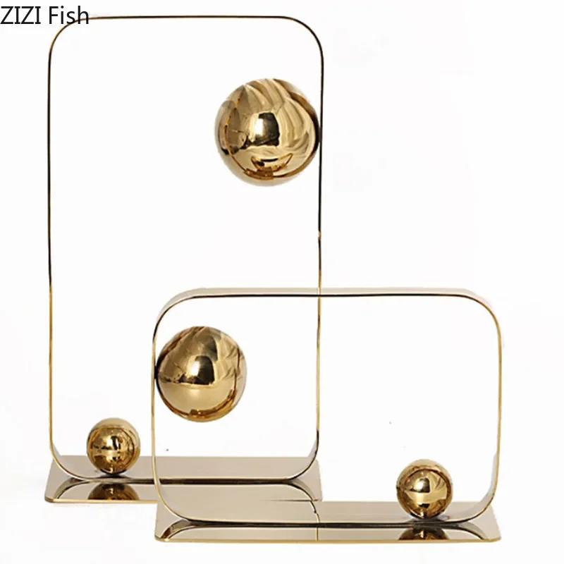Rectangular Metal Frame Suspension Ball Geometric Artwork Ornaments Desk Decoration Golden/silver Abstract Crafts Modern Decor