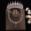 DIEZI Princess Bridal Rose Red Crystal Crown Tiara Women Girls Wedding Party Rhinestone Tiaras Necklace Earrings Jewelry Sets