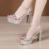 Size 32-43 Woman High Heels Sandal Ladies Summer Women Office Party Shoes Female Patent Leather Platform Heel Elegant Sandal