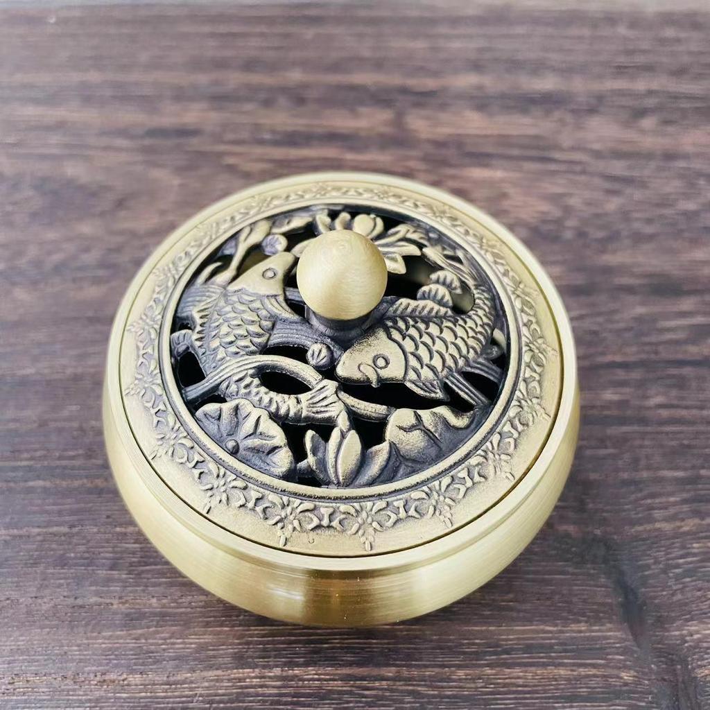 Jinlian Räuchergefäß aus Messing mit flachem Boden für den Heim- und Innenbereich