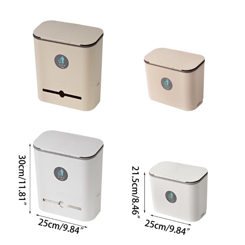 Wall Mounted Hanging Trash Bin with Sliding Lid Anti-odor Organization Box Accessory for Indoor Outdoor Traveling