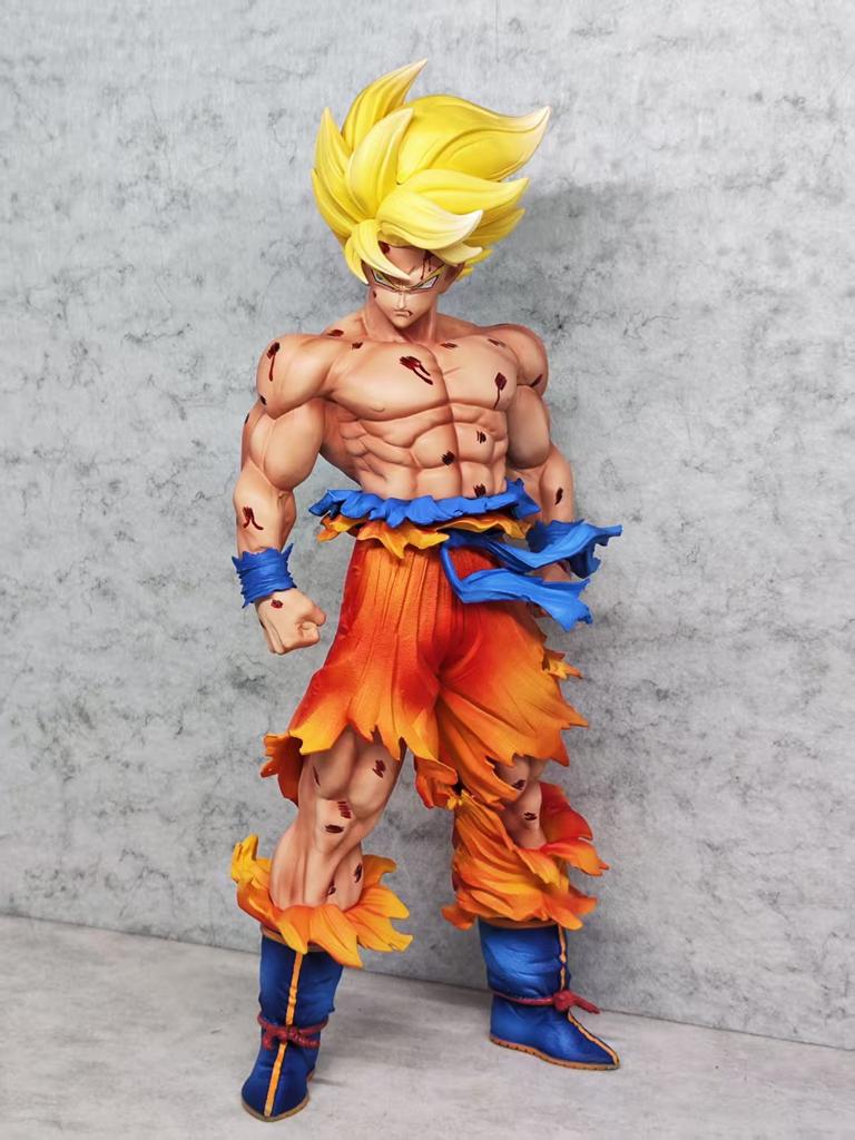 Dragon Ball Ys Junior 1 2 Super Saiyan Goku Gk Statue Model Anime Figure Battle Damage Edition Garage Kit Ornaments Boys Gifts