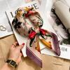 70cm Luxury Horse Print Woman Silk Neck Scarf Square Hair Scarves Foulard HeadBand Shawls Wraps Neckerchief Bandana Women
