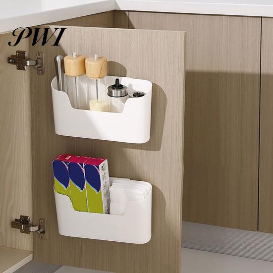 Wall-mounted Storage Box 2Pcs Wall-Mounted Kitchen Organiser Easy-clean Plastic Organizer Space-saving Container for Home Bathroom