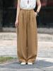 Johnature Women Vintage Straight Pants Summer Chinese Style Solid Color Loose Trousers Elastic Waist Pants