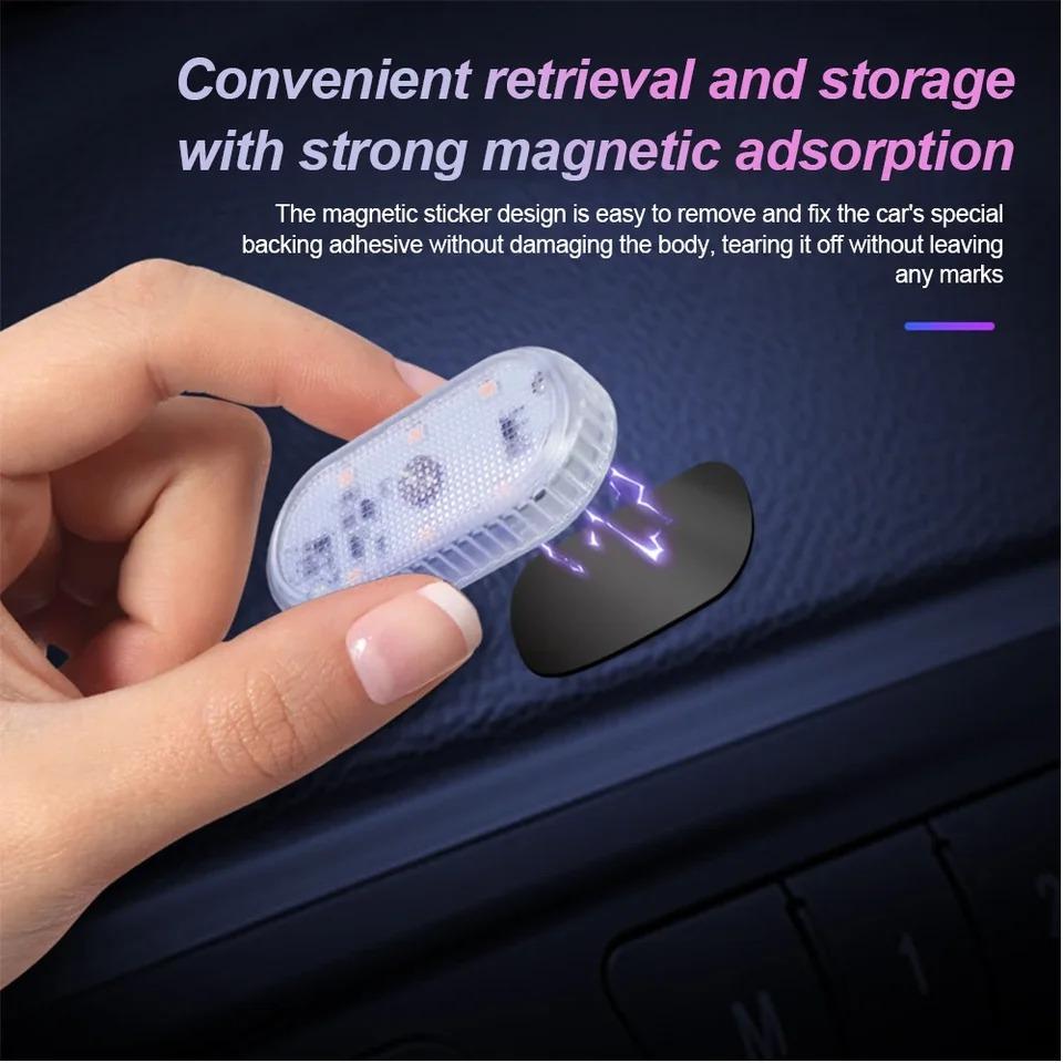 Car Interior Dome Light Finger Touch Sensor Reading Lamp 5V LED Magnetic Attraction Light USB Charge Six Color Mini Car Door Light