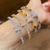Korean-Style Zircon Butterfly Teardrop Open Bangle: Exquisite Light Luxury Women's Bracelet