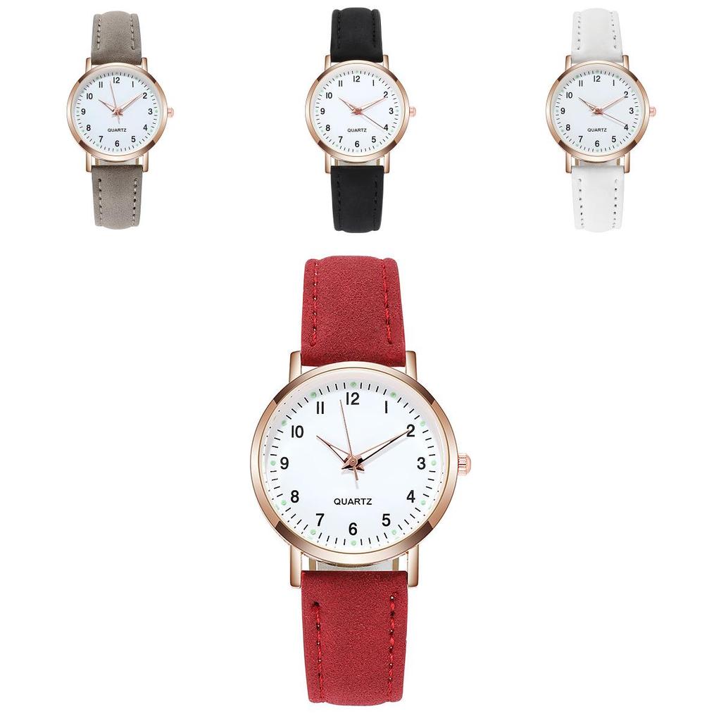 Light Night New Womens Watch Simple Digital Retro Matte Leather Casual Watch Quartz Watch For Ladies