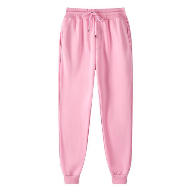 Unisex Warm Fleece Sweatpants - Plus Size, Solid Color, Casual Fitness Running Trousers