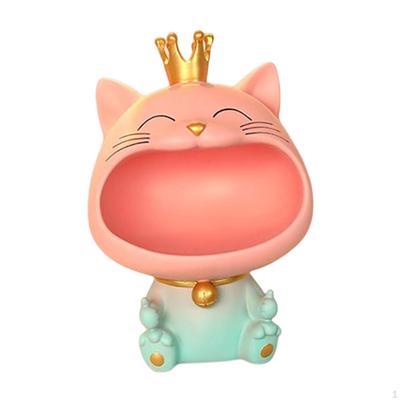 Cat Figurine Storage Box Desk Organizer Modern Ornament Animal Bowl Sundries Container Snack