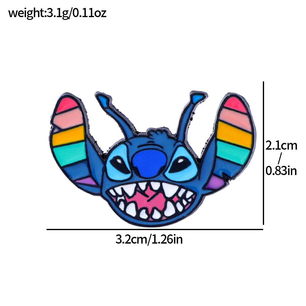 Милая Творческая Личность Радужный Стежок Металлическая Значок Звезда Голова Стича Малыш Сплав Брошь