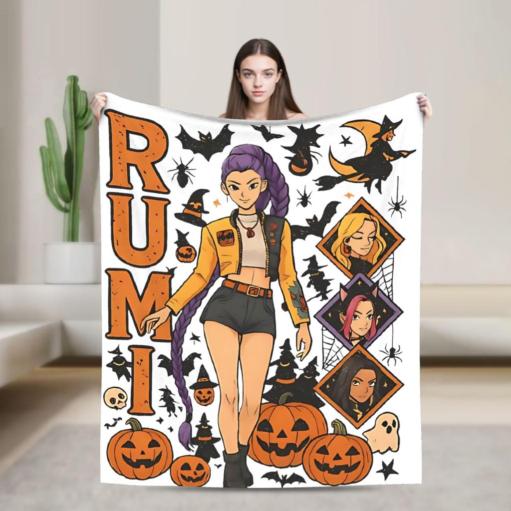 Saja Boys  Kpop Hunter Halloween Warm Soft Blankets  Camping Plush Throw Blanket Comfortable Home Decor Bedspread Sofa Bed Cover