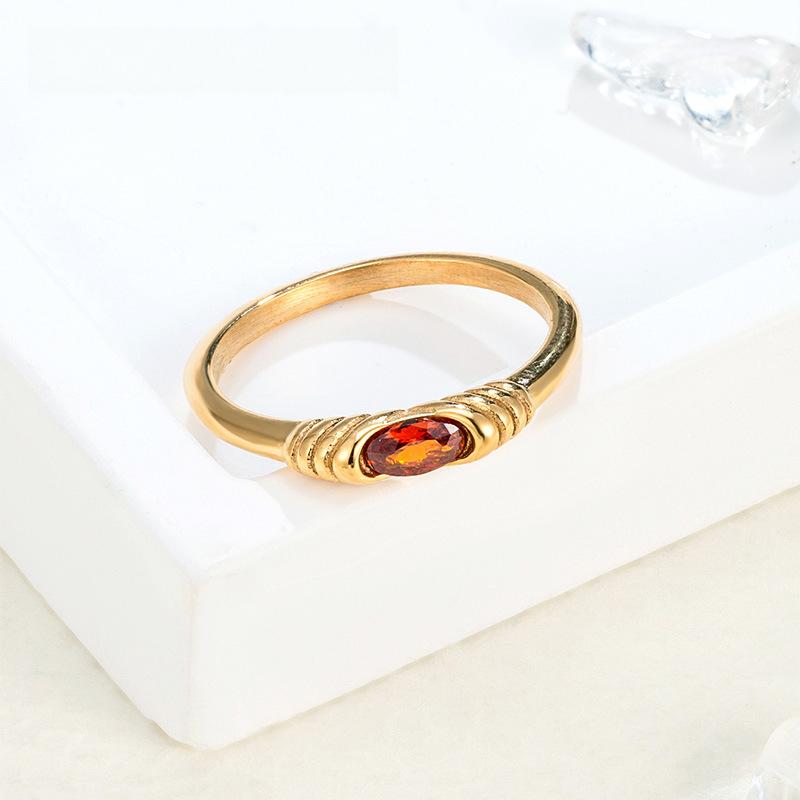 Mini Goose Egg Zircon Ring Women's Fashion Light Luxury Stacked Ring, Titanium Steel Electroplated Jewelry