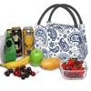 Niebiesko-biała izolowana torba na lunch w stylu vintage paisley dla kobiet, szczelna, z wzorem kwiatów, chłodząca, termiczna torba na lunch