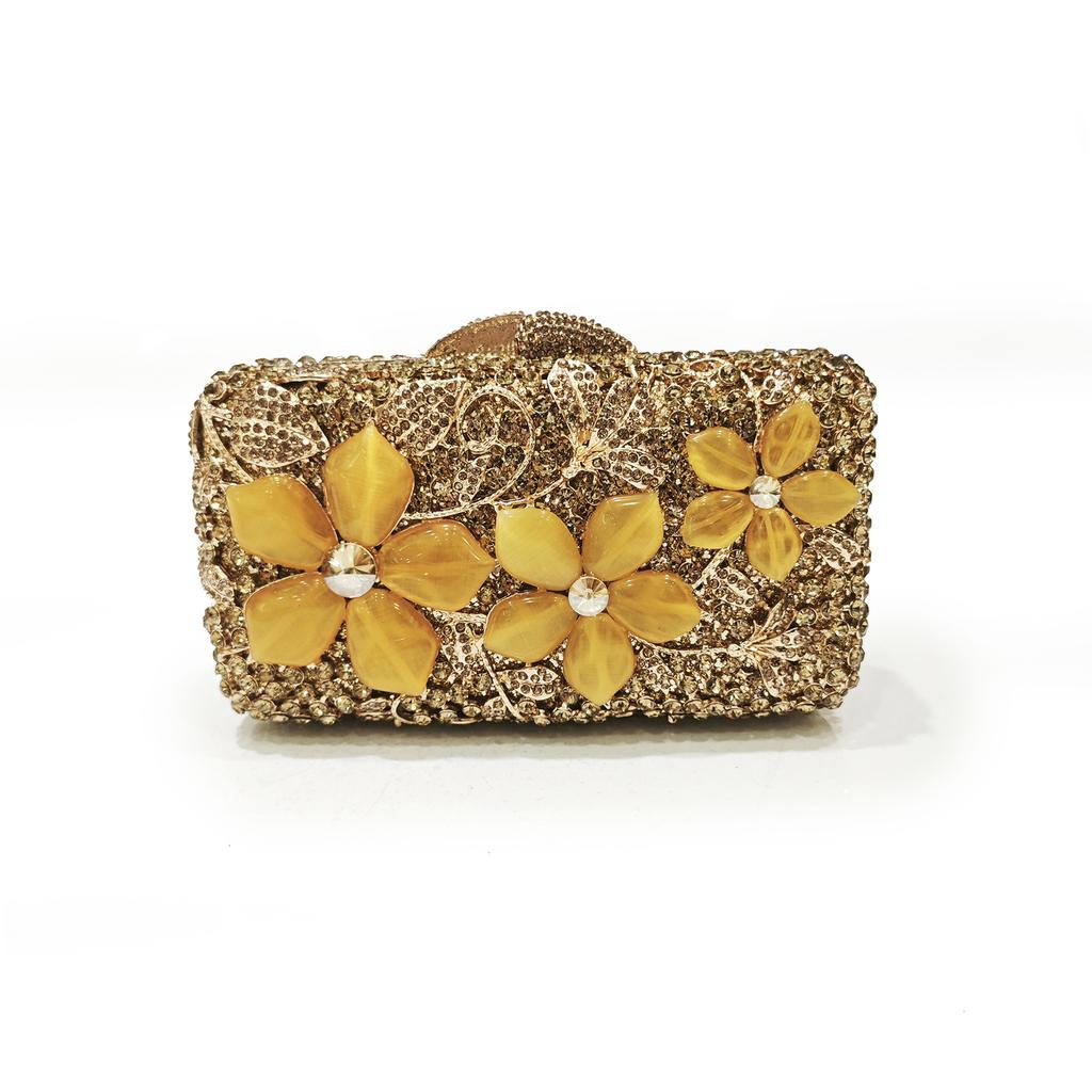 New Pink Flower Stones Evening Bag Women Floral Silver Crystals Handbags Luxury Rhinestones Bridal Wedding Party Purses
