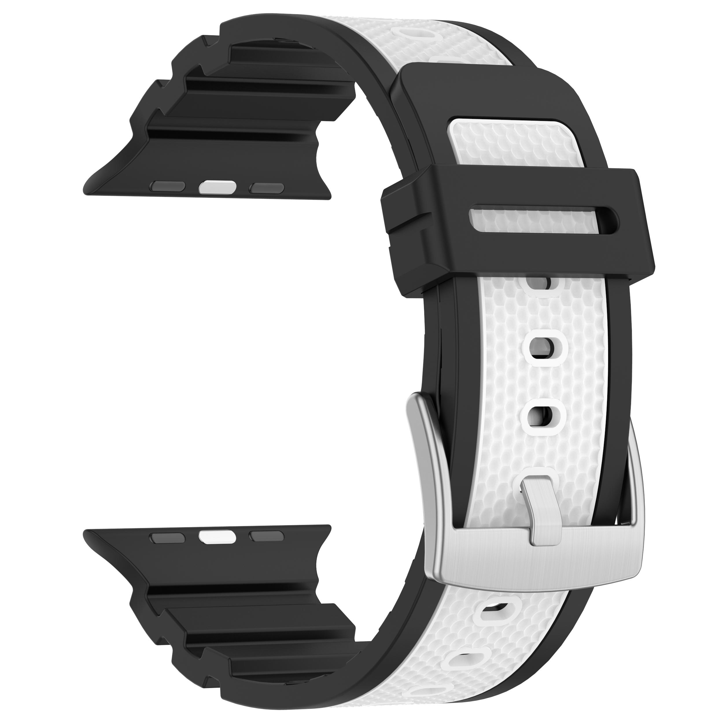 

Silicone Band for Apple Watch Series 10 9 8 7 SE 6 5 4 3 2 1 42mm 41mm 40mm 38mm Dual Color Watch Strap Black/White
