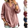 Chemise boutonnée décontractée à col en V pour femme, coupe ample, pour un usage quotidien