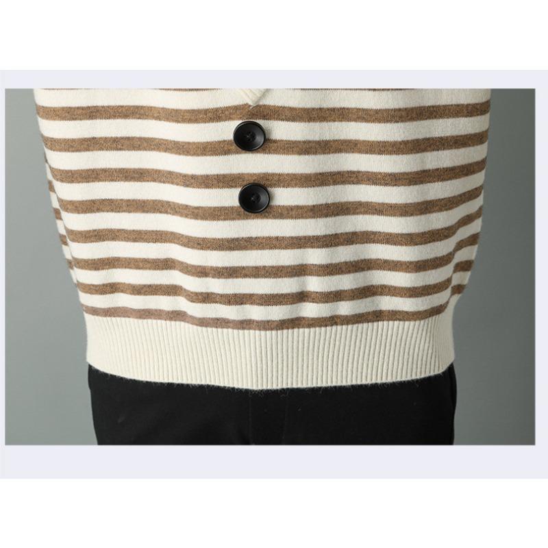 Early Autumn Women's Knitwear Half High Neck Clashing Stripe Sweater Bottom Sweater