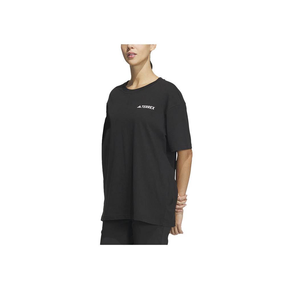 Adidas Letter Print Round Neck Short Sleeve T-Shirt Unisex Tops Black IC1945