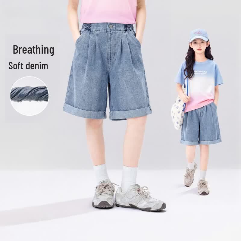moonkids Girls Summer 2026 Casual Denim Capris 120cm синий