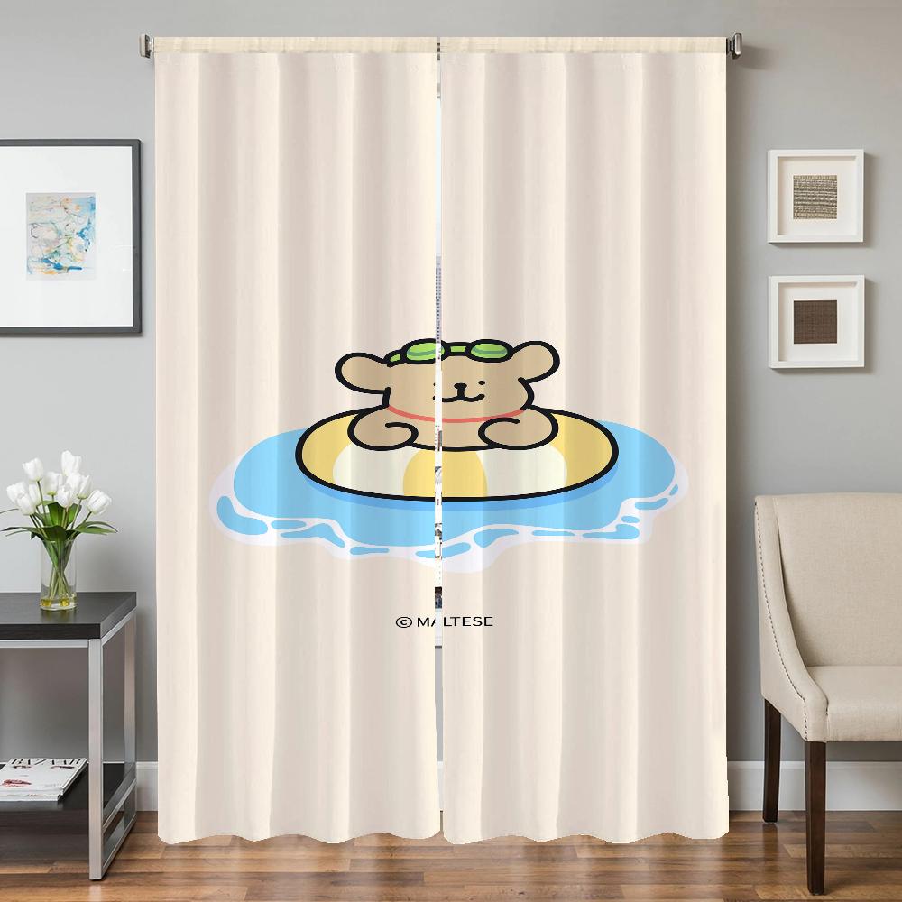Home Interior Kitchen Curtains for Living Room 2 Pieces Blackout Curtains Door Curtain Maltese Dog Bedroom Decoration Partition