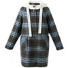 Sancai Women's Plus Size Hooded Plaid Faux Two-Piece Down & Wool Coat