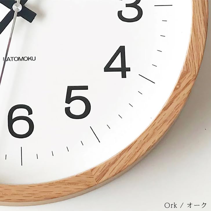 KATOMOKU muku clock 16 Oak km-113OARC Wall Clock with Continuous Second Hand, 30.6cm Diameter (Radio-Controlled Clock)