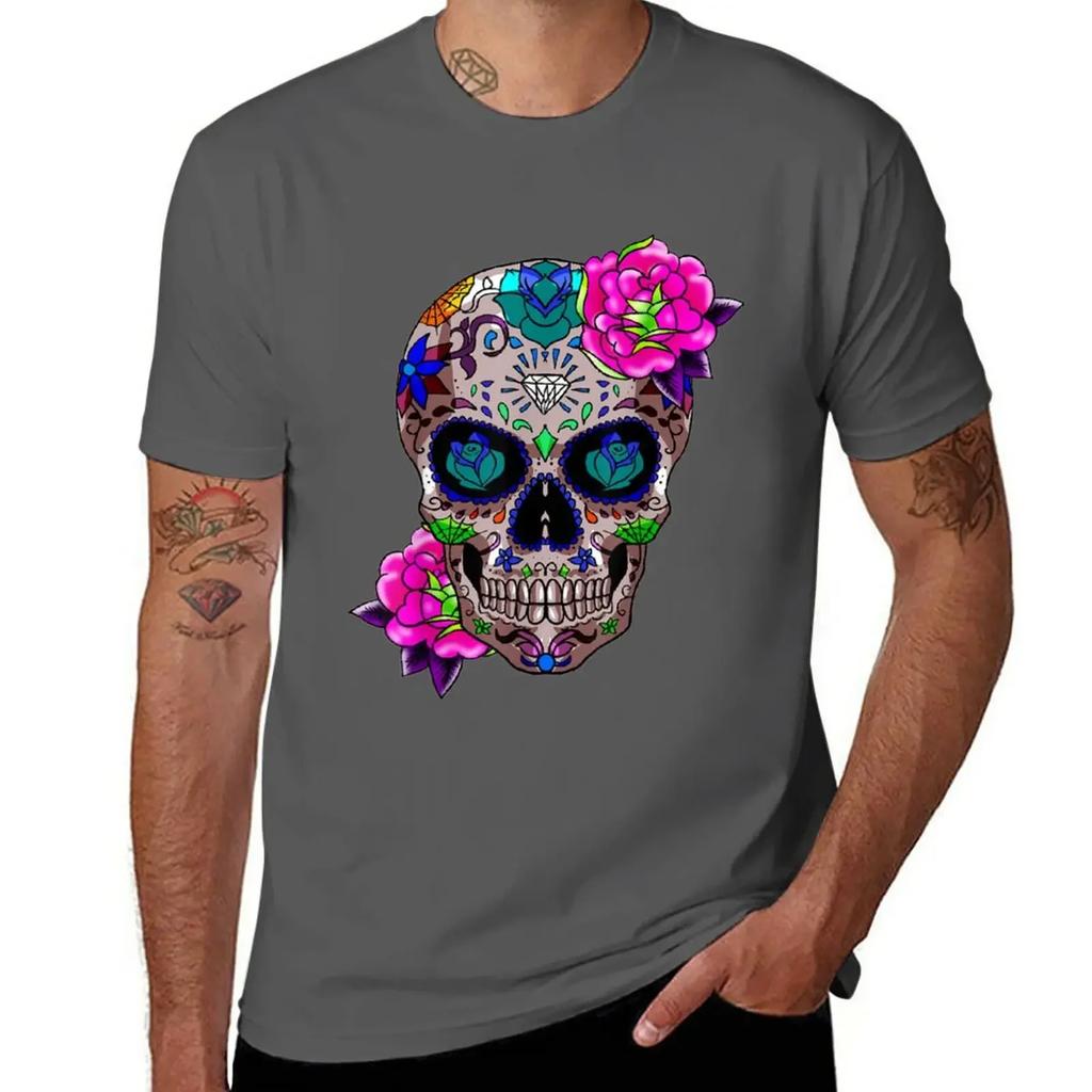 Sugar Skull Day Of The Dead Cool Bone Head Skulls Gift Idea T-Shirt Customizeds Quick-drying T Shirts Men