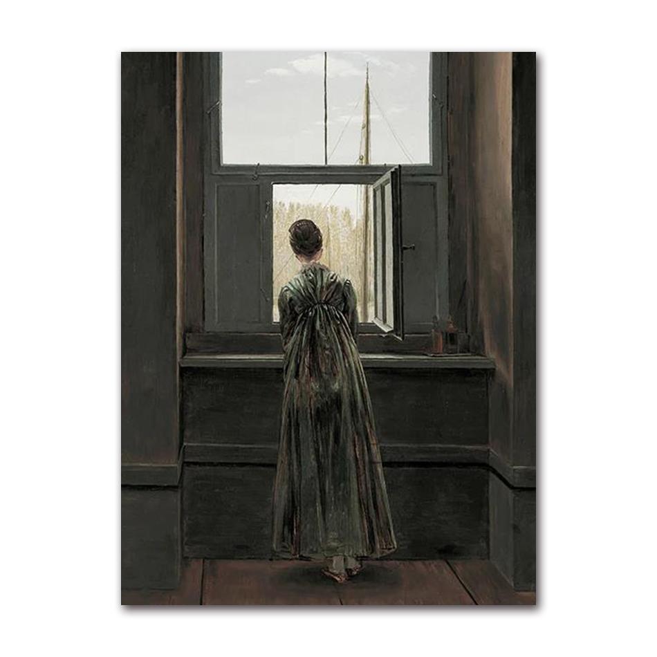 Scandinavian Vintage Wall Art Rustic Female Portrait HD Canvas Oil Painting Posters and Prints Home Bedroom Living Room Decor