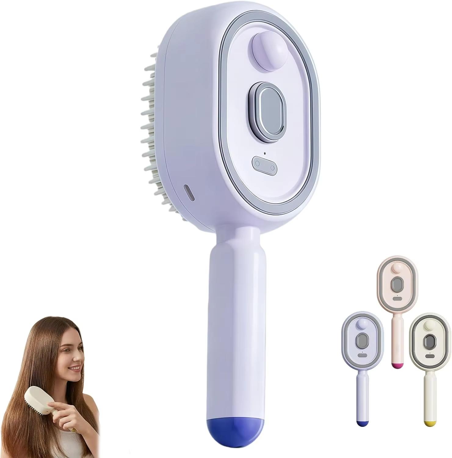 Electric Spray Hair Brush Rechargeable Water Spray Hair Brush Anti-Static Hair Brush Reduce Frizz Electric Steam Massage Comb фиолетовый